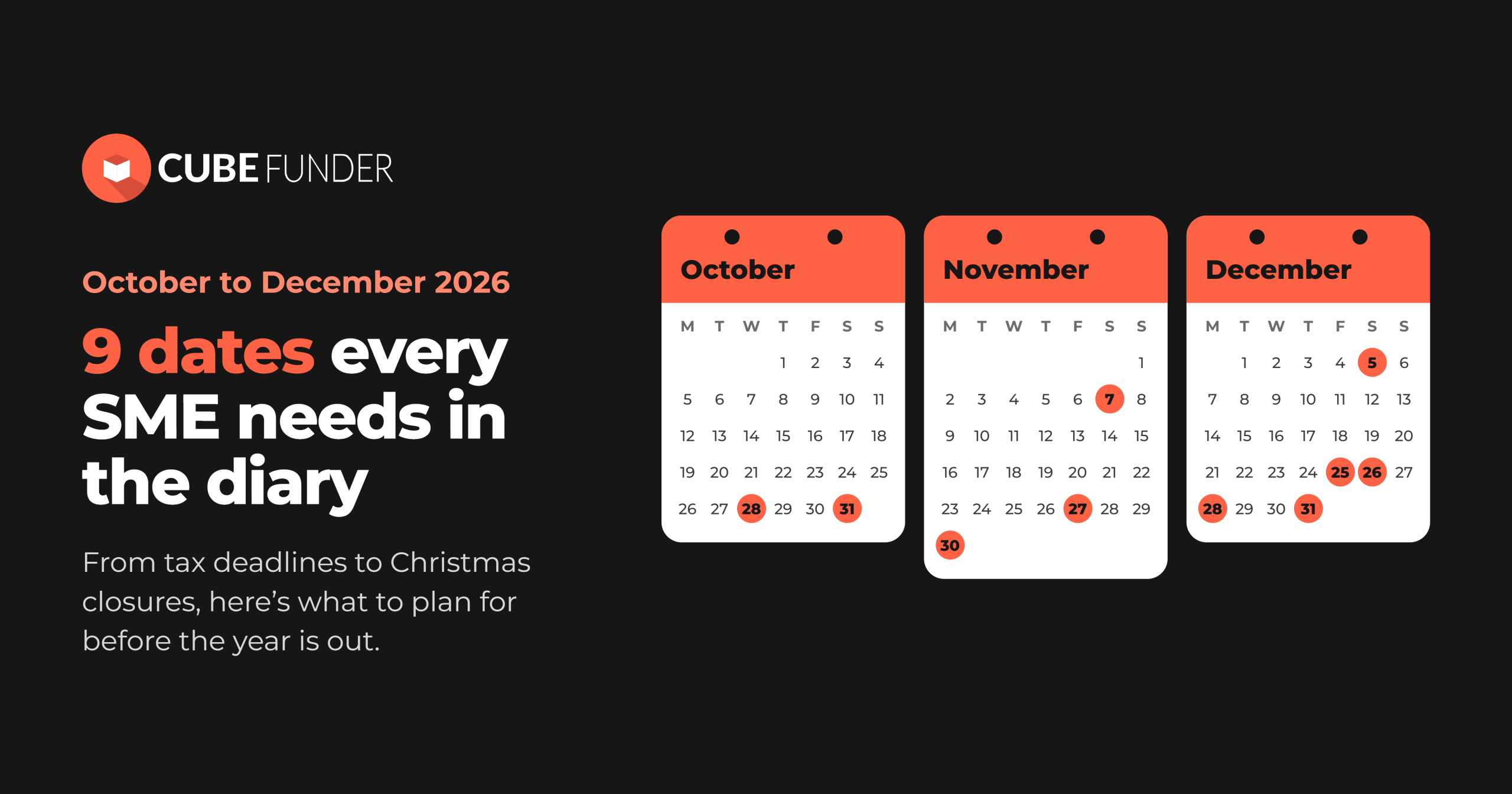 Q4 2026 Key Dates for UK Small Businesses